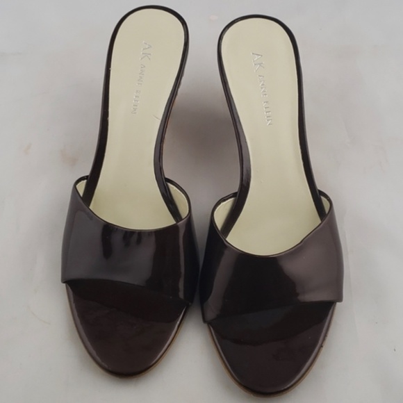 Anne Klein Akhoola Wedge Slides Patent Leather EUC - Picture 2 of 6